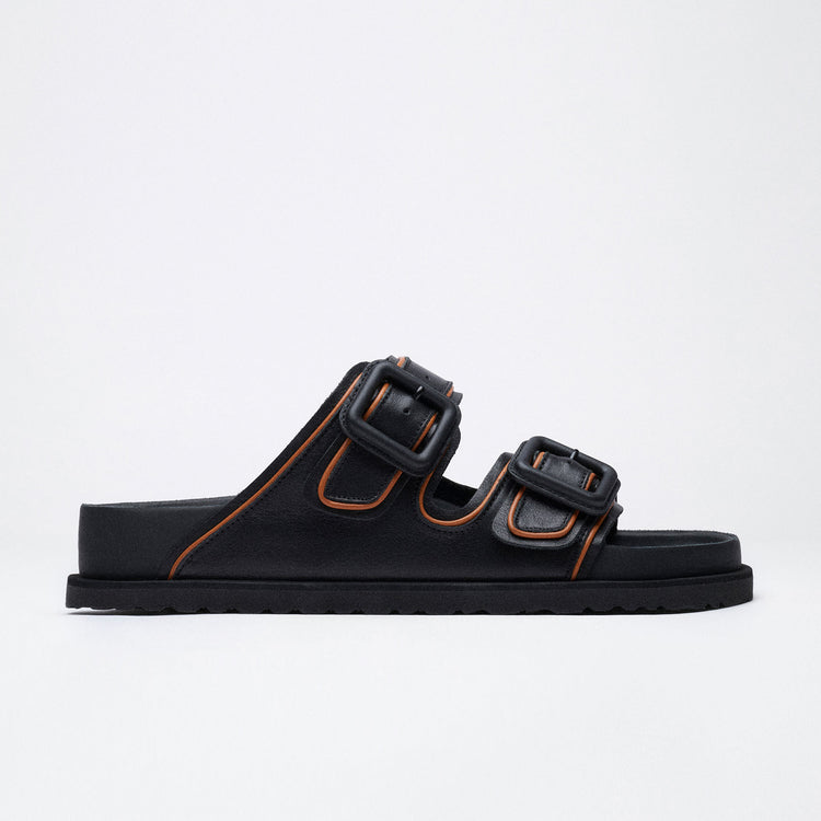 Birkenstock Australia Arizona Leather Buckle Exquisite Black Nappa Leather side view