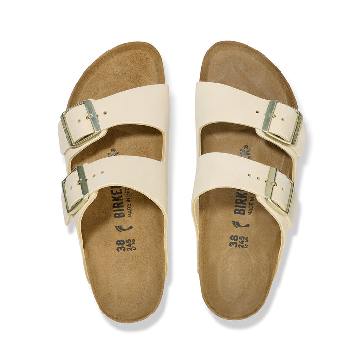 Birkenstock Arizona Nubuck Leather Ecru top view