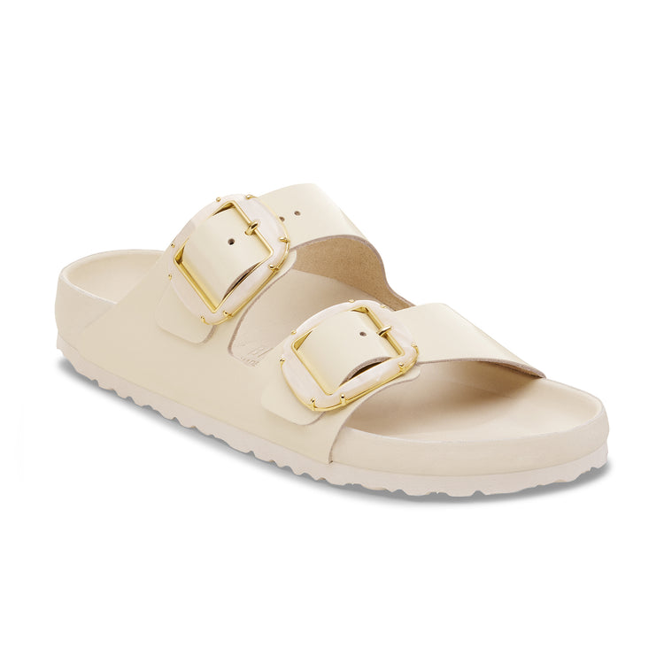 Birkenstock Arizona Pearl Big Buckle High Shine Ecru Natural Leather Patent