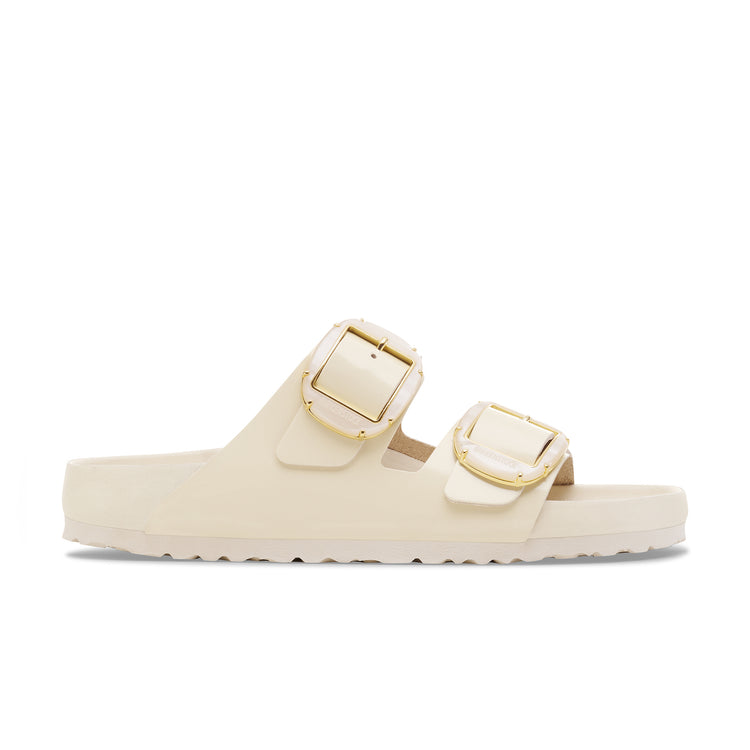 Birkenstock Arizona Pearl Big Buckle High Shine Ecru Natural Leather Patent side view