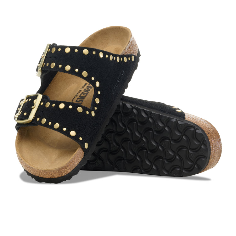 Birkenstock Arizona Rivet Black Suede Leather sole view
