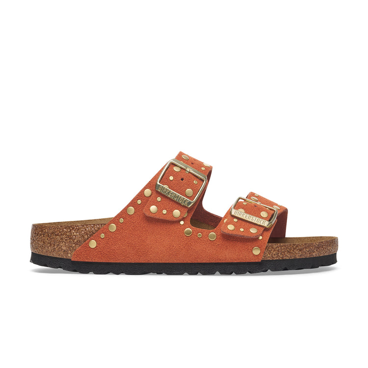 Arizona Rivet Dark Rust Suede Leather side view
