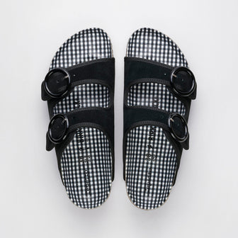 Arizona Round Buckle Black Suede Leather