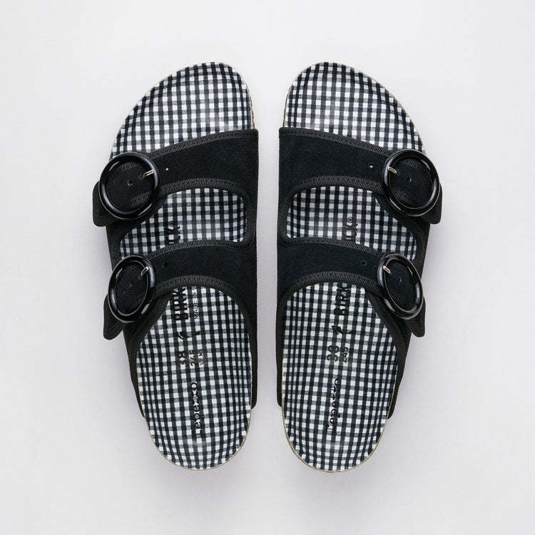 Arizona Round Buckle Black Suede Leather