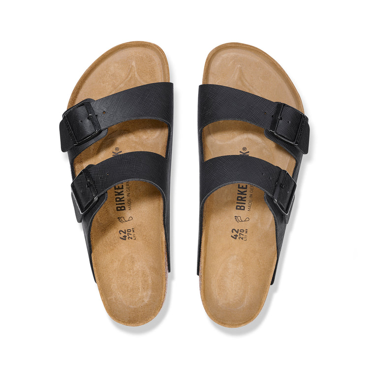 Birkenstock Arizona Saffiano Birko-Flor Black top view