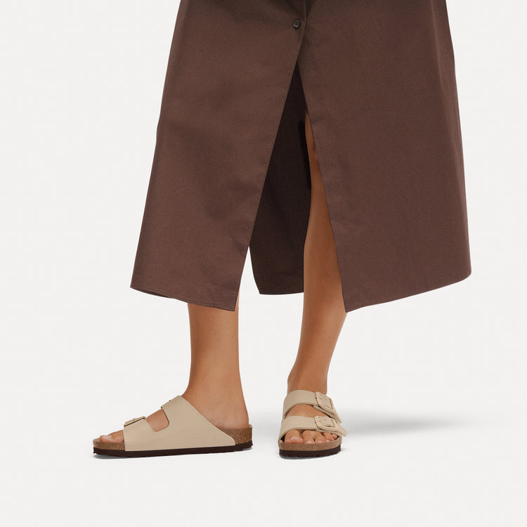 Birkenstock Australia Arizona Semi Exquisite Sandcastle Birko-Flor on model 1