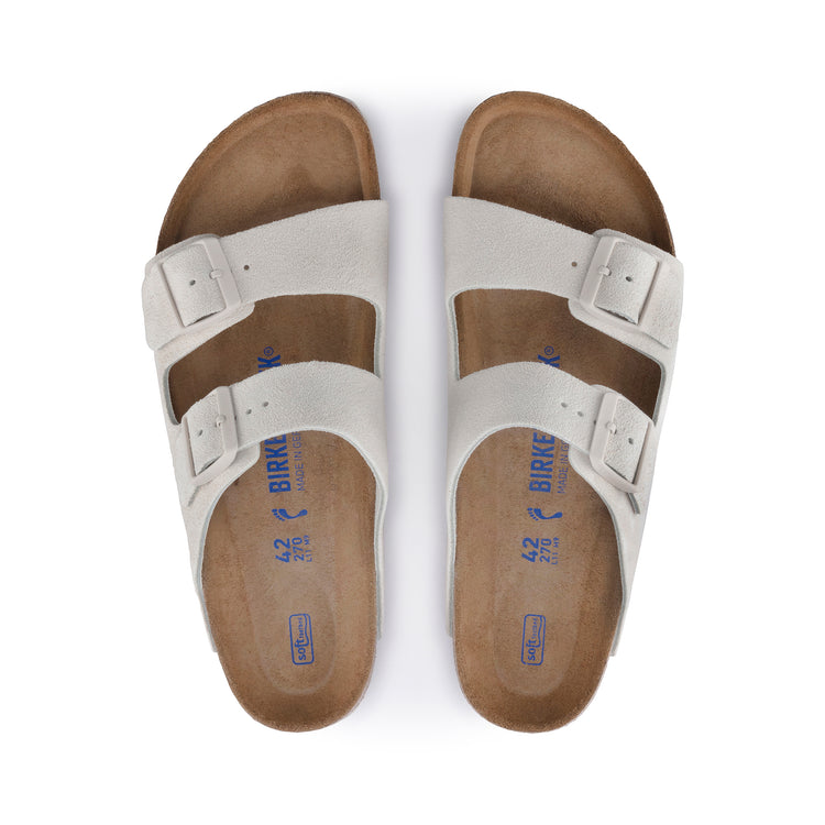 Birkenstock Arizona SFB Antique White Suede Leather top view