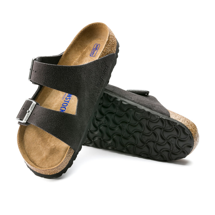 Birkenstock Arizona Soft Footbed Velvet Grey Suede Leather sole view