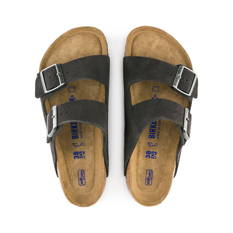 Birkenstock Arizona Soft Footbed Velvet Grey Suede Leather top view