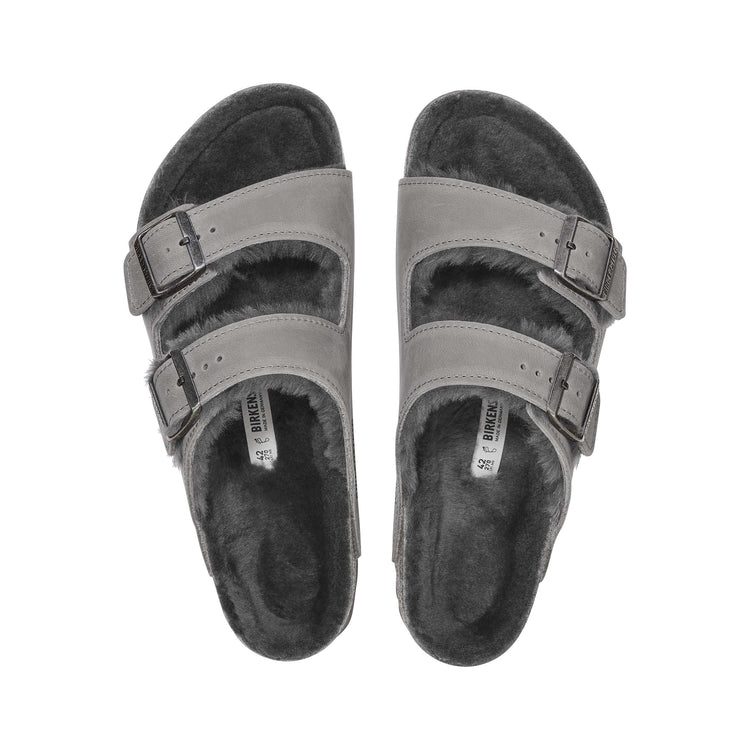 Birkenstock Arizona Shearling Iron Oiled Leather top view