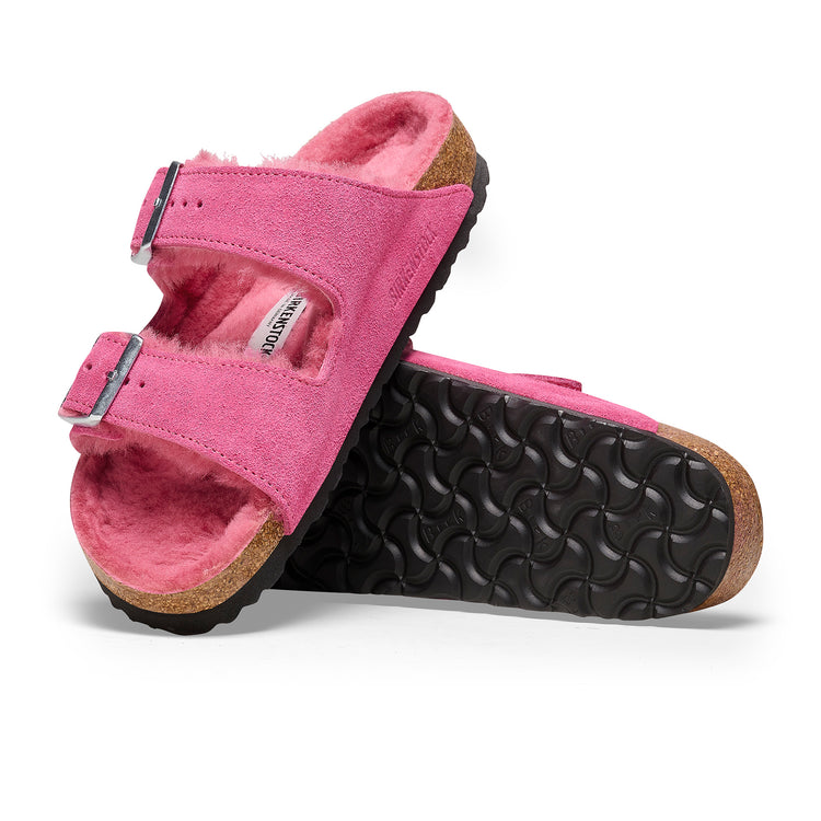 Birkenstock Arizona Shearling Fuchsia Tulip Suede Leather/Shearling sole view