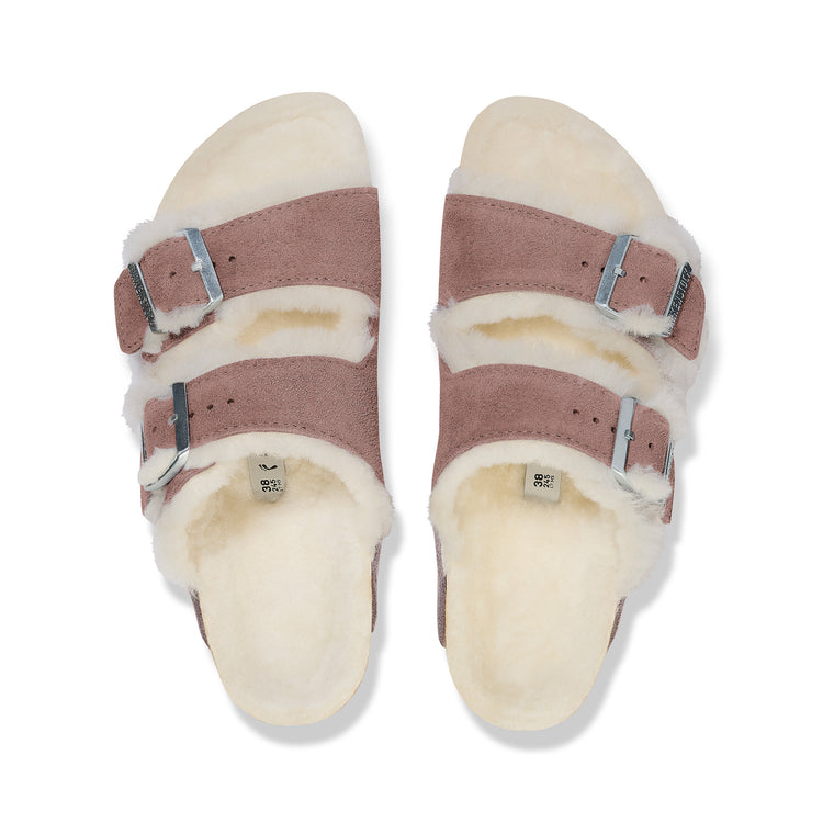 Birkenstock Arizona Shearling Suede Leather/Shearling Faded Purple top view