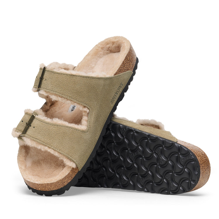 Birkenstock Arizona Shearling Taupe Suede Leather/Shearling sole view