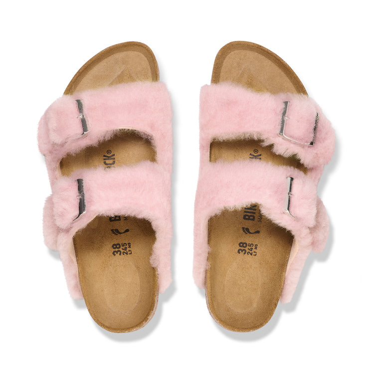 Birkenstock Arizona Shearling Upper Crystal Rose Shearling top view