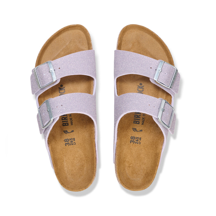 Birkenstock Arizona Shiny Glitter Faded Purple Synthetic top view