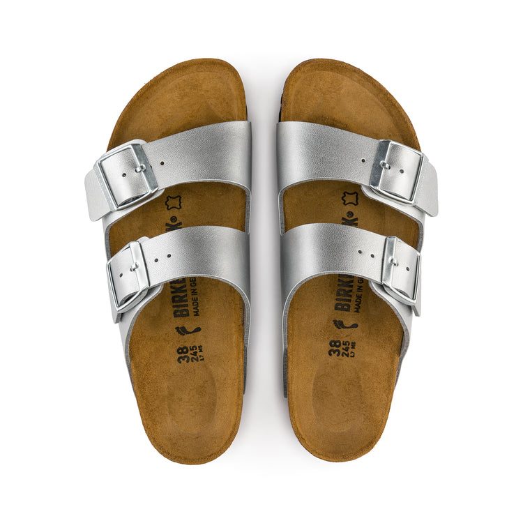 Birkenstock Arizona Silver Birko-Flor top view