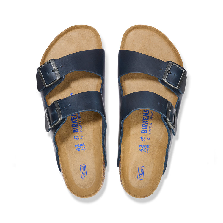 Birkenstock Arizona Soft Footbed Blue Oiled Leather top view