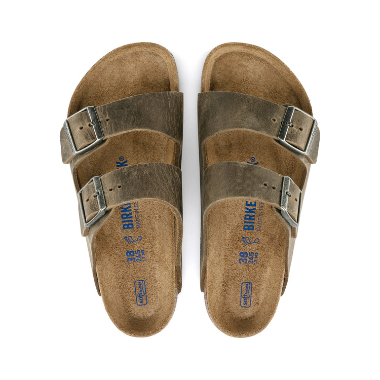 Birkenstock Arizona SFB Faded Khaki Oiled Leather top view