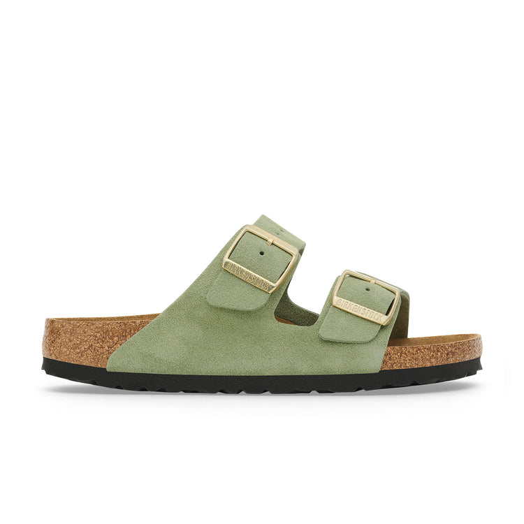 Birkenstock Arizona Soft Footbed Suede Leather Green Tea side view