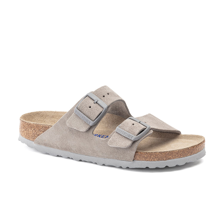 Birkenstock Arizona Soft Footbed Suede Leather Stone Coin