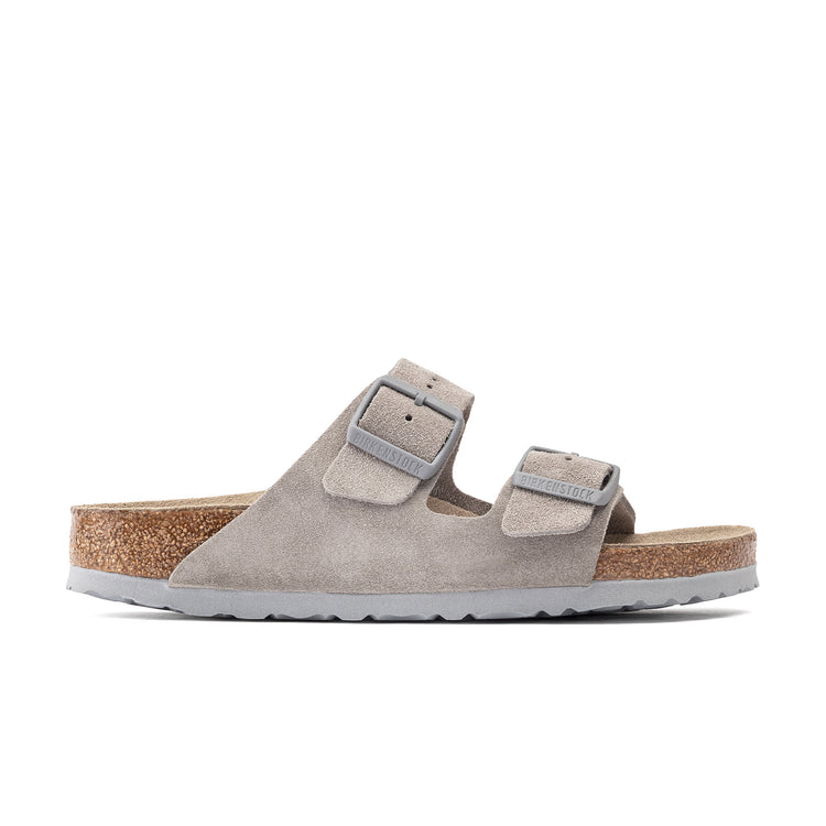 Birkenstock Arizona Soft Footbed Suede Leather Stone Coin side view