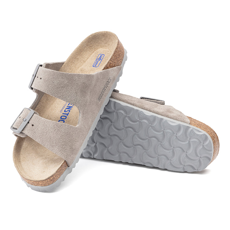 Birkenstock Arizona Soft Footbed Suede Leather Stone Coin sole view