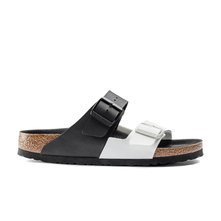 Birkenstock Arizona Split Black White Birko-Flor side view