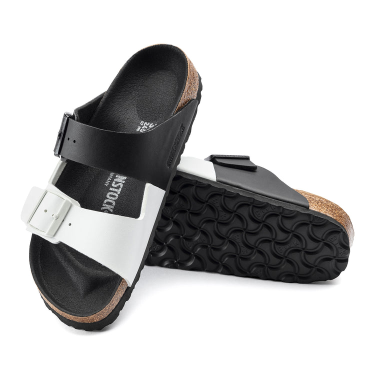 Birkenstock Arizona Split Black White Birko-Flor sole view