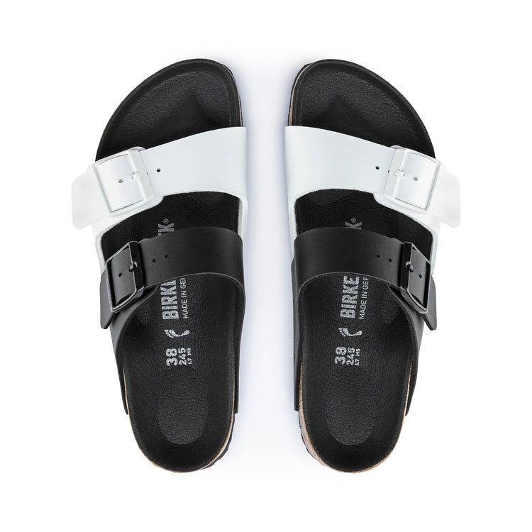Birkenstock Arizona Split Black White Birko-Flor top view
