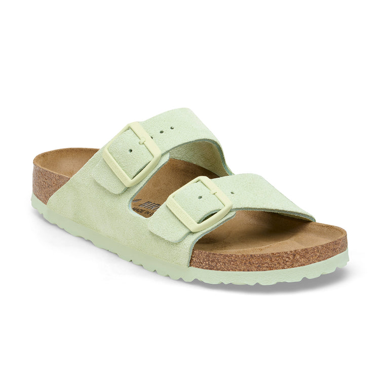 Birkenstock Arizona Faded Lime Suede Leather