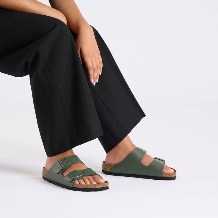 Birkenstock Arizona Thyme Smooth Leather on model 1