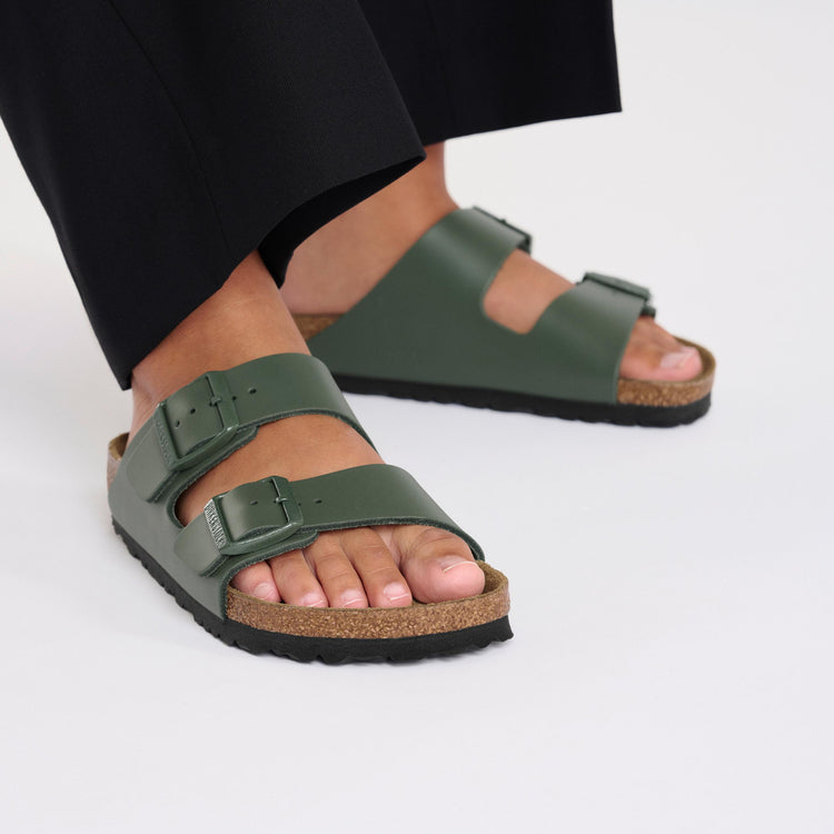 Birkenstock Arizona Thyme Smooth Leather on model 2