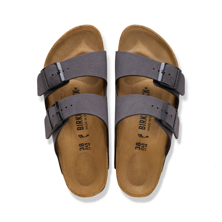 Birkenstock Australia Arizona Velvet Grey Tonal Buckles BirkiBuc top view