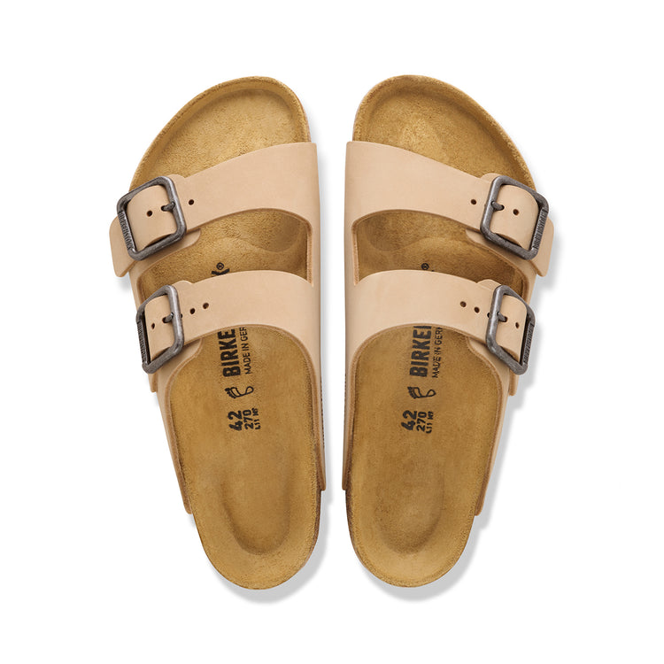 Birkenstock Australia Arizona Wire Buckle Sandcastle Nubuck Leather top view
