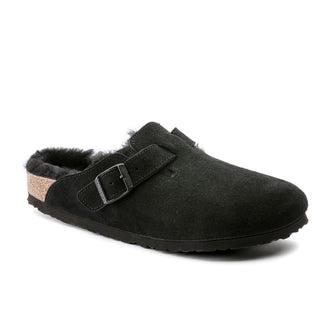 Birkenstock Boston Shearling Black Suede Leather/Shearling