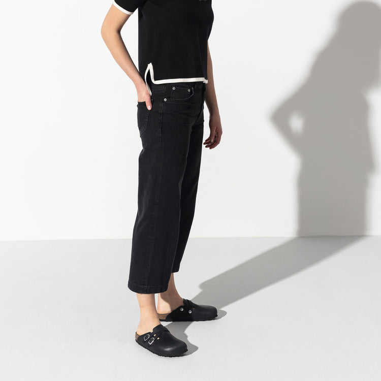 Birkenstock Australia Blair D-Buckle Black Oiled Leather On Model 1