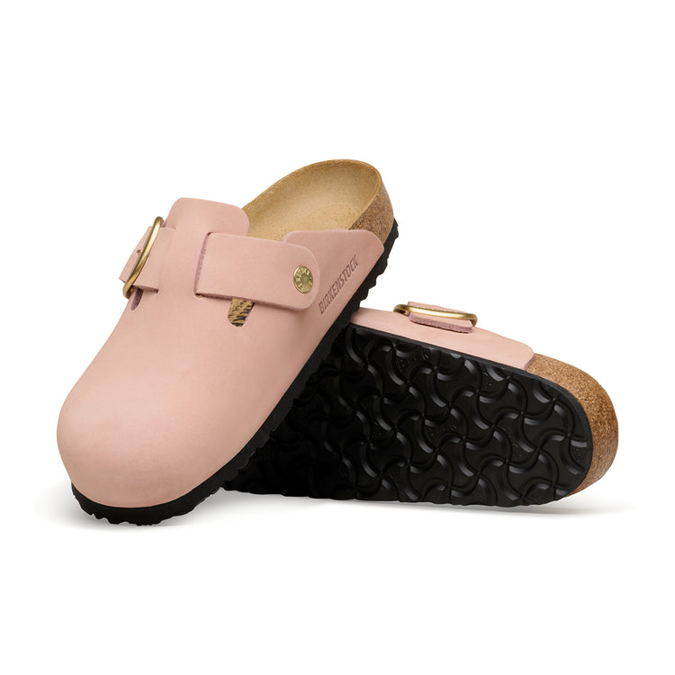 Birkenstock Australia Boston Big Buckle Soft Pink Nubuck Leather sole view