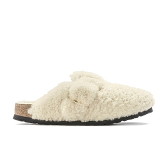Birkenstock Boston Big Buckle Teddy Shearling Eggshell side view