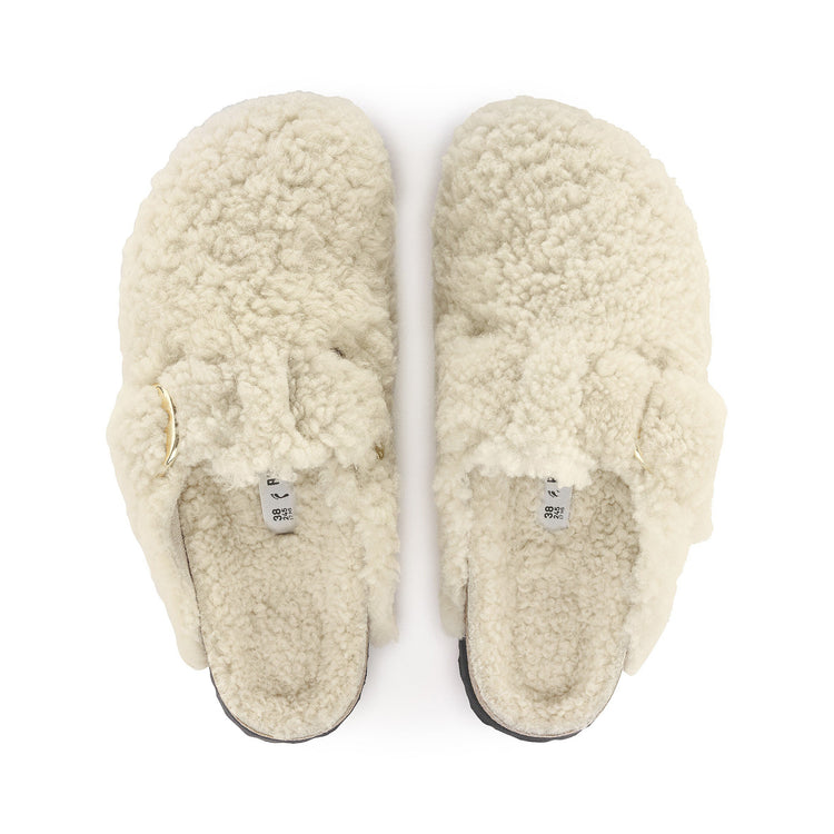 Birkenstock Boston Big Buckle Teddy Shearling Eggshell top view