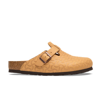 Birkenstock Australia Boston Bone Emboss Nature Natural Leather side view