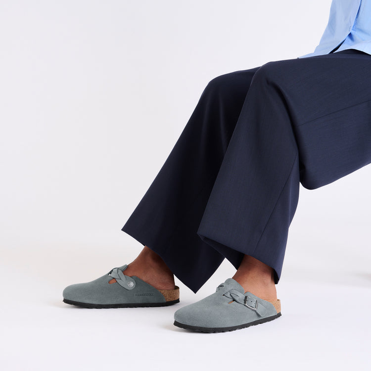 Boston Braided Basalt Grey Suede Leather