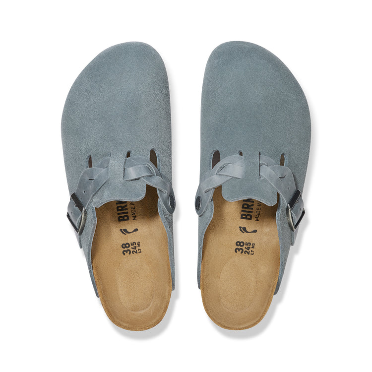 Birkenstock Boston Braided Basalt Grey Suede Leather top view