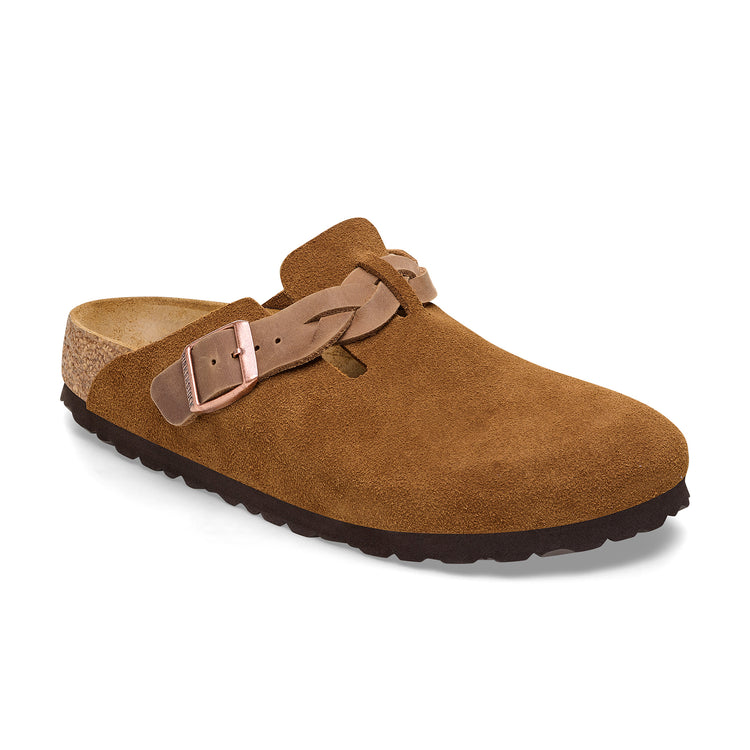 Birkenstock Boston Braided Mink Suede Leather
