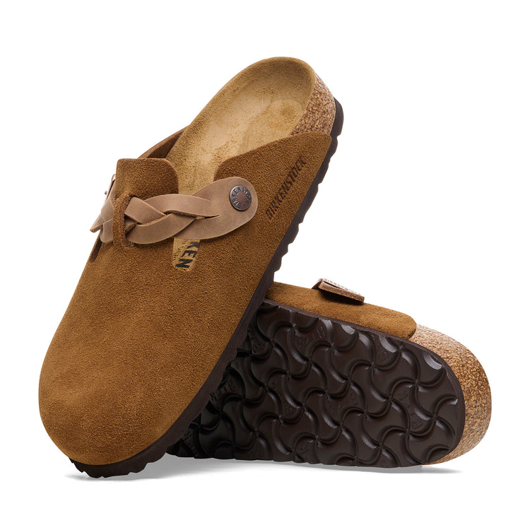 Birkenstock Boston Braided Mink Suede Leather sole view