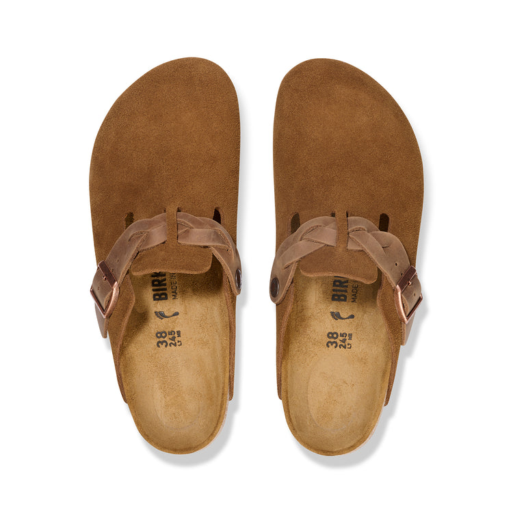 Birkenstock Boston Braided Mink Suede Leather top view