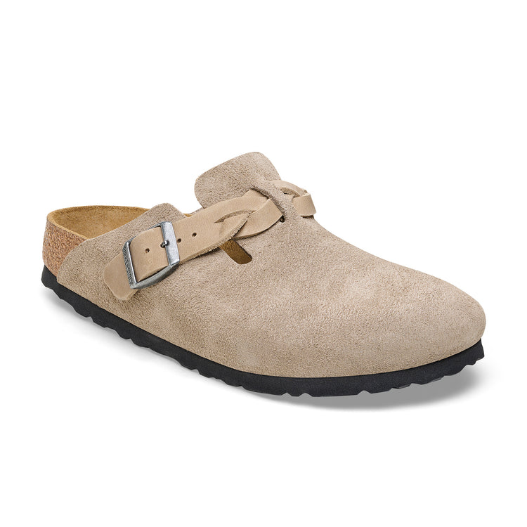 Birkenstock Boston Braided Taupe Suede Leather