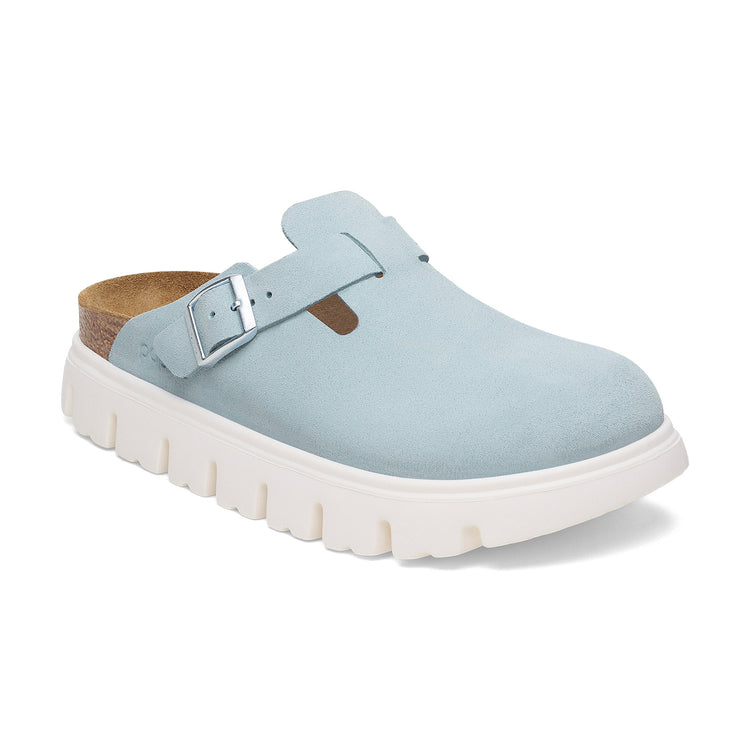 Birkenstock Boston Chunky Baby Blue Suede Leather