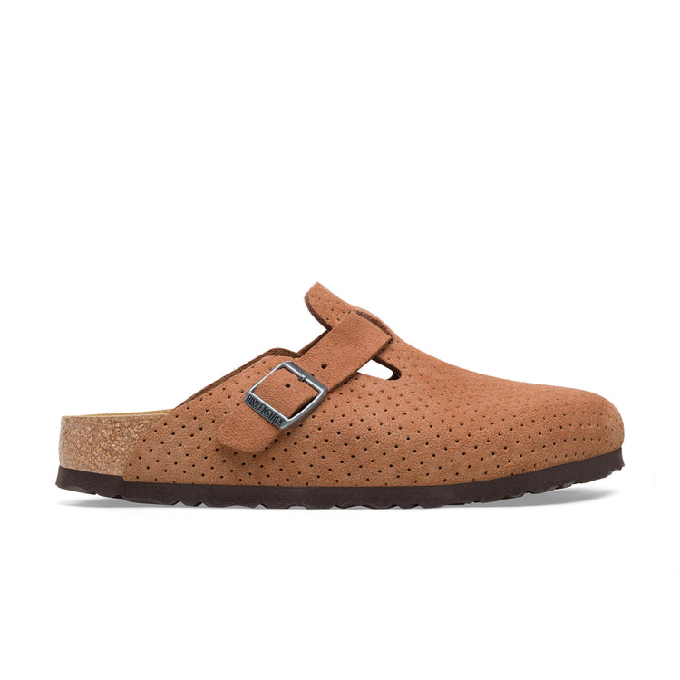 Birkenstock Boston Embossed Suede Leather Burnt Orange side view