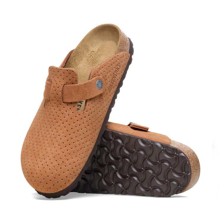 Birkenstock Boston Embossed Suede Leather Burnt Orange sole view