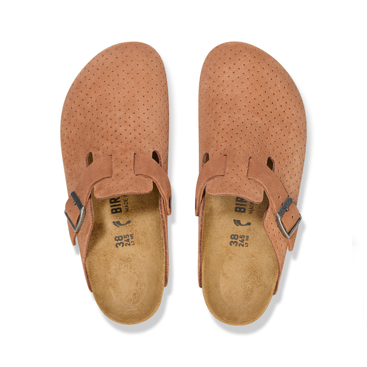 Birkenstock Boston Embossed Suede Leather Burnt Orange top view